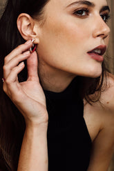 Double-Sided Silver Joy Hoop, Rose Gold Plating, Natural White Topaz + Give Love Gift